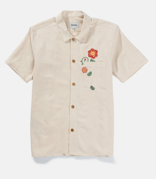 Flower Embroidery Short Sleeve Shirt