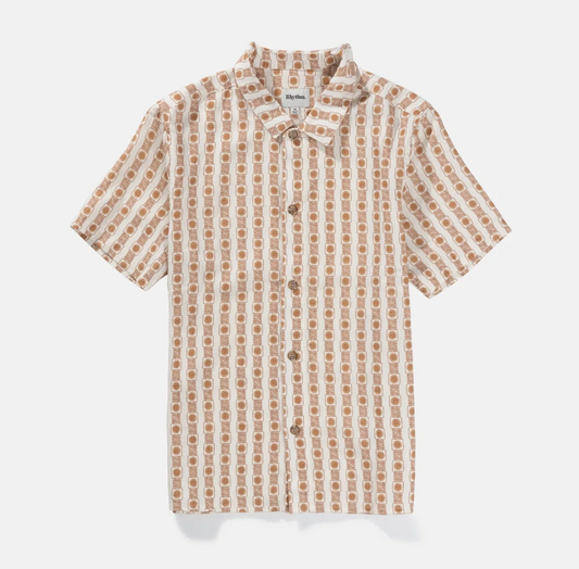 Tile Stripe Short Sleeve Shirt in Natural