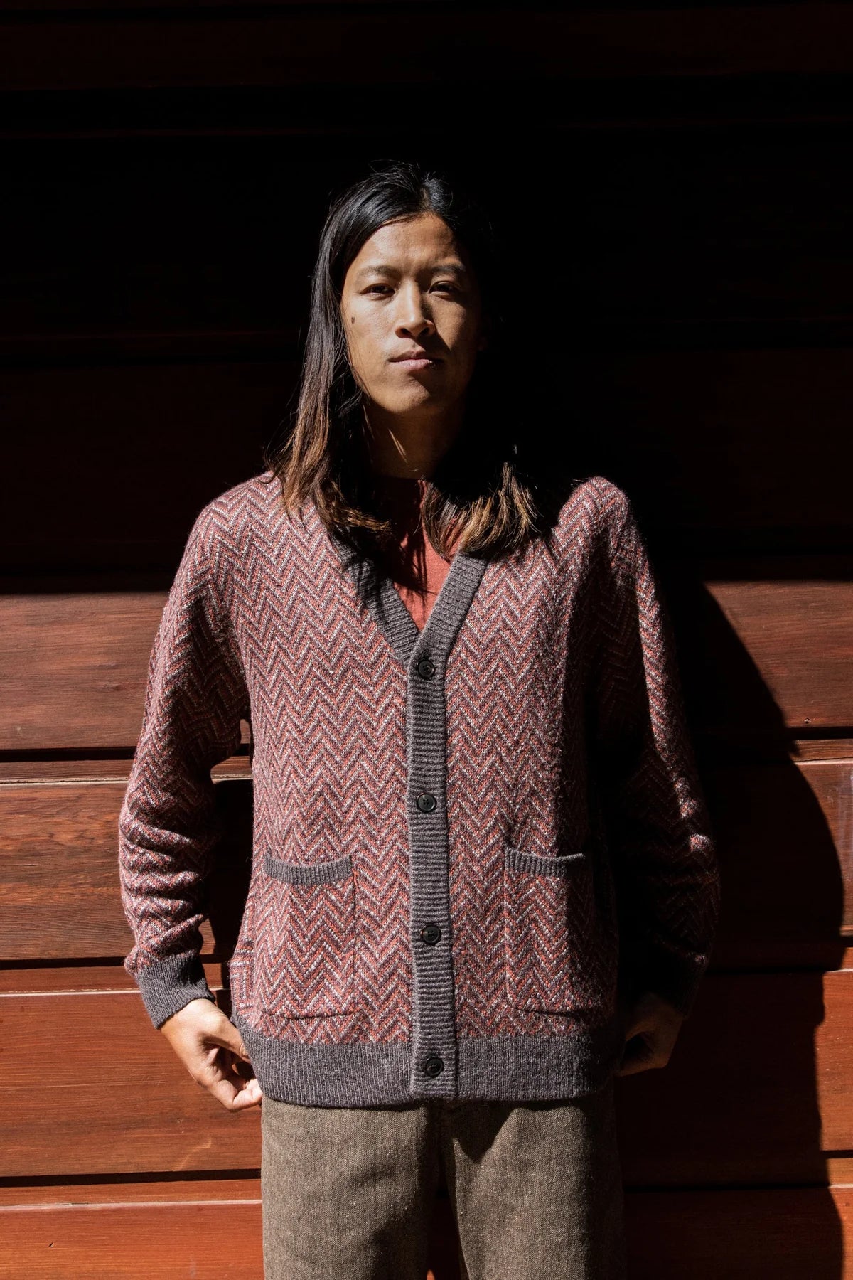 Mohair Herringbone Cardigan