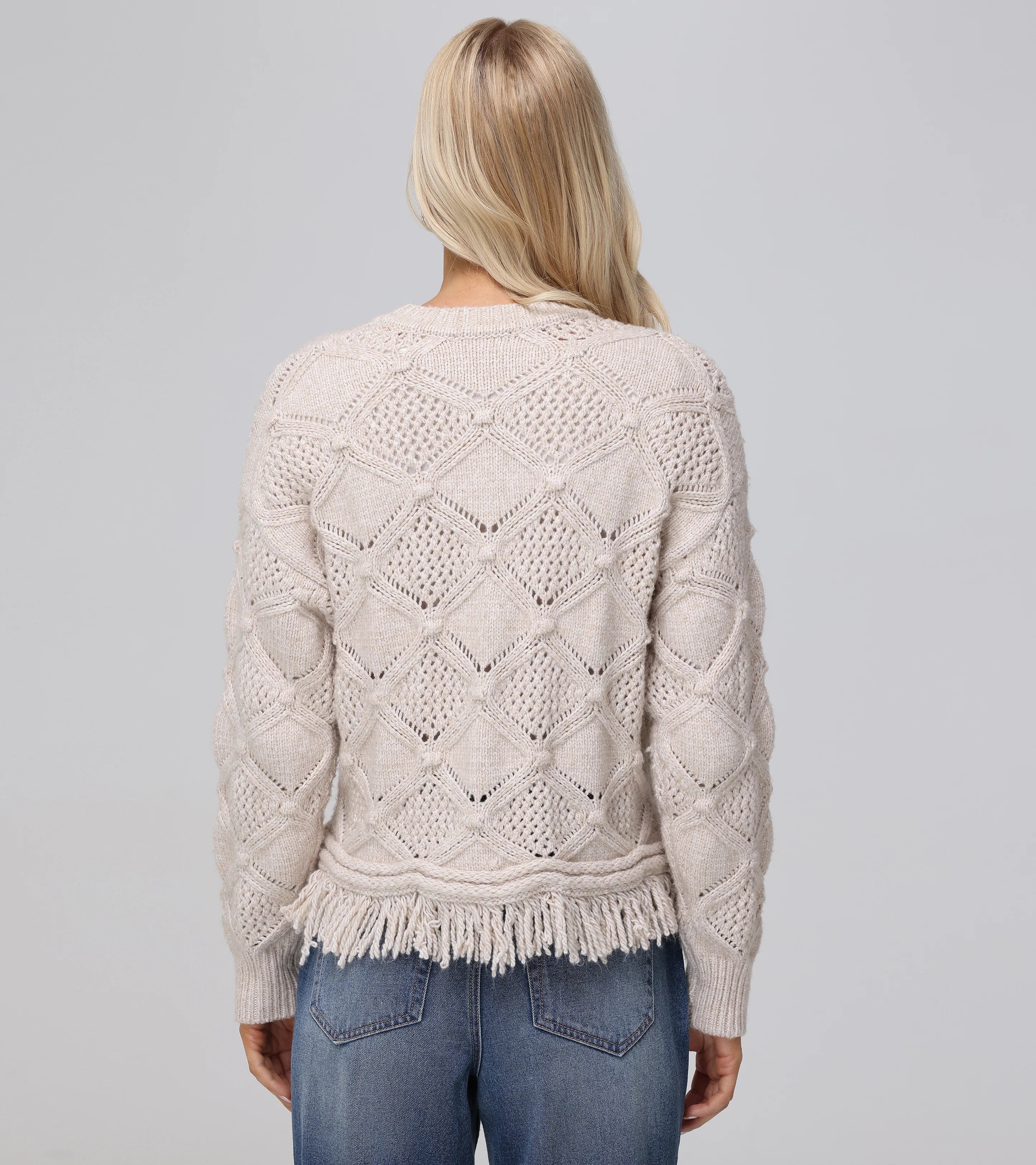 Pointelle Fringe Pullover