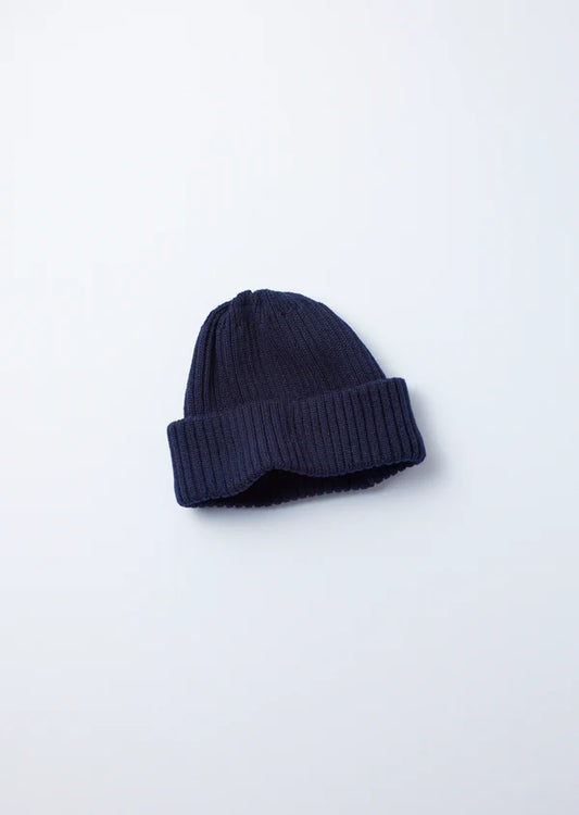 Recycled Wool Blend 2×2 Beanie / Navy