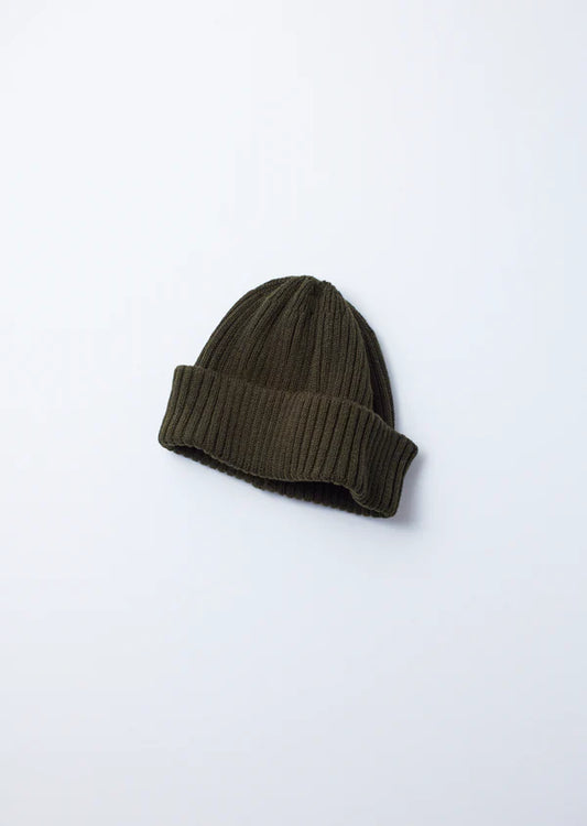 Recycled Wool Blend 2×2 Beanie / Dark Olive