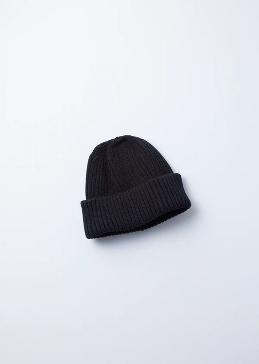 Recycled Wool Blend 2×2 Beanie / Black