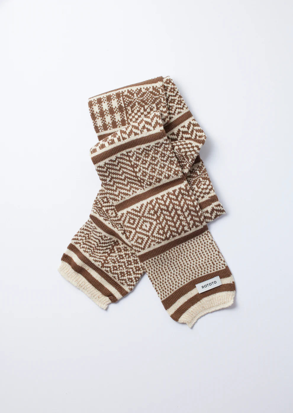 Sockstole Scarf Multi Jacquard / Ivory & Grayish Brown