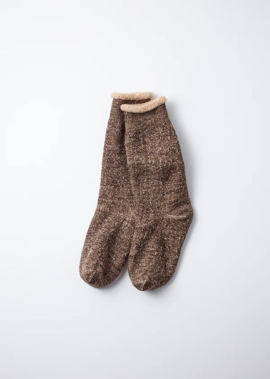 Double Face Crew Socks / Dark Brown & Brown