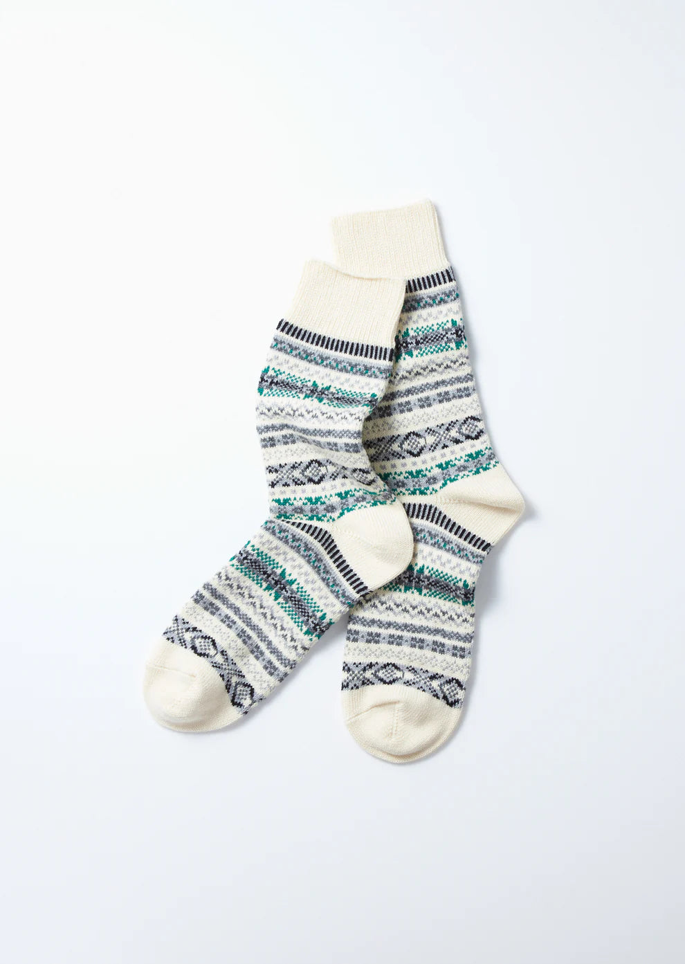 Jacquard Crew Socks Fairisle / Ivory