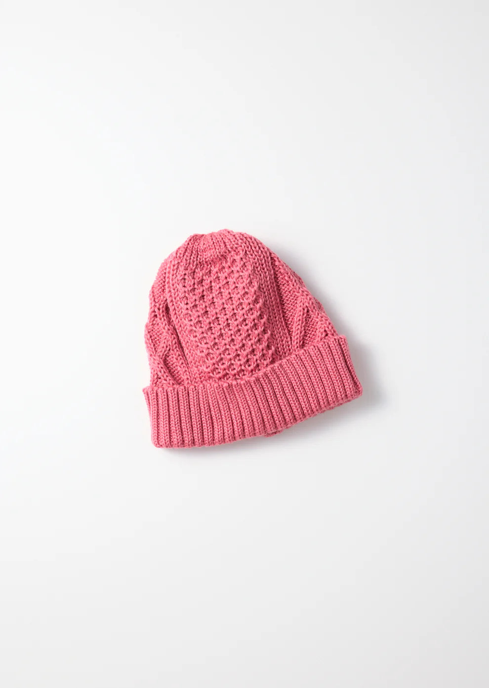 Aran Cable Watch Cap / Pink