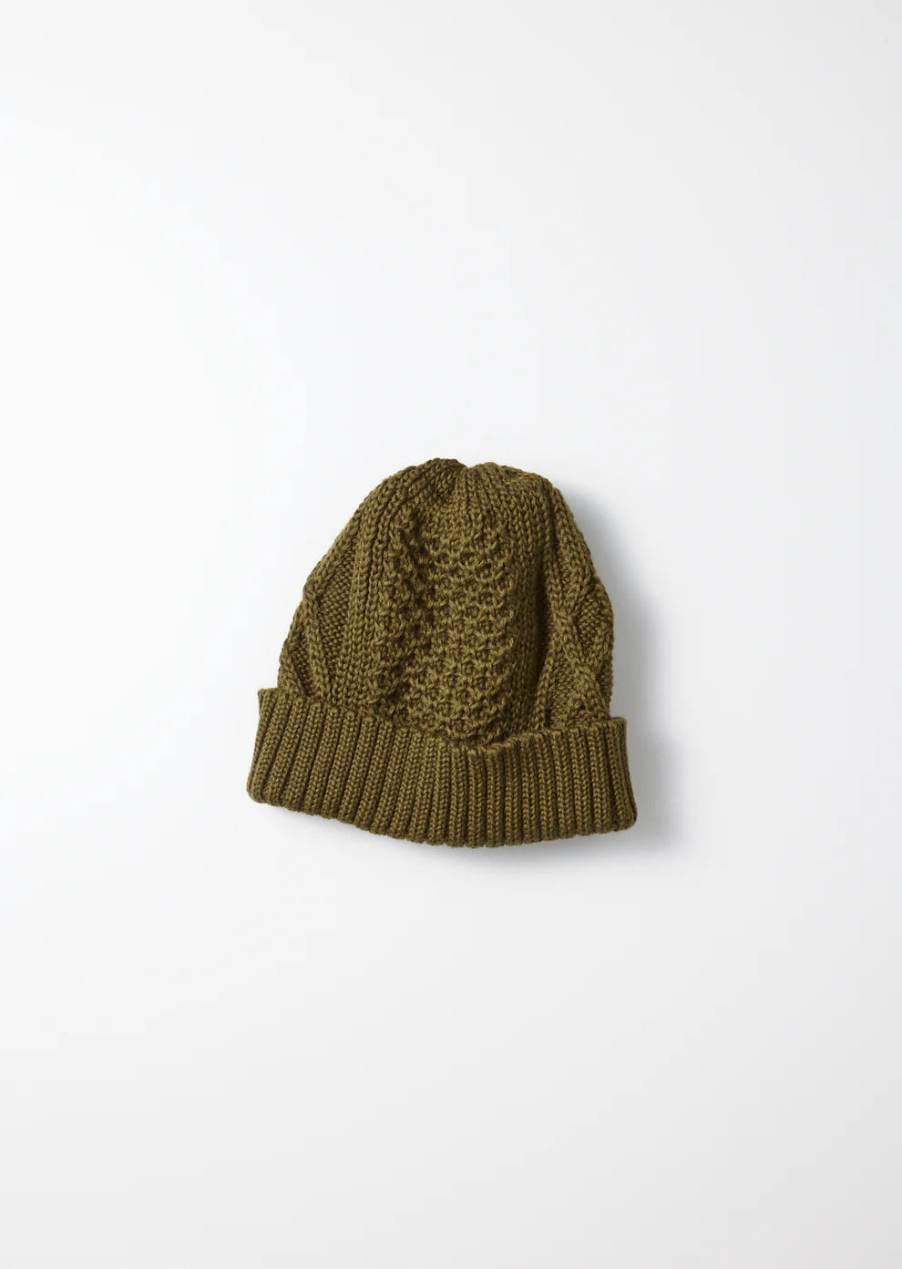 Aran Cable Watch Cap / Olive