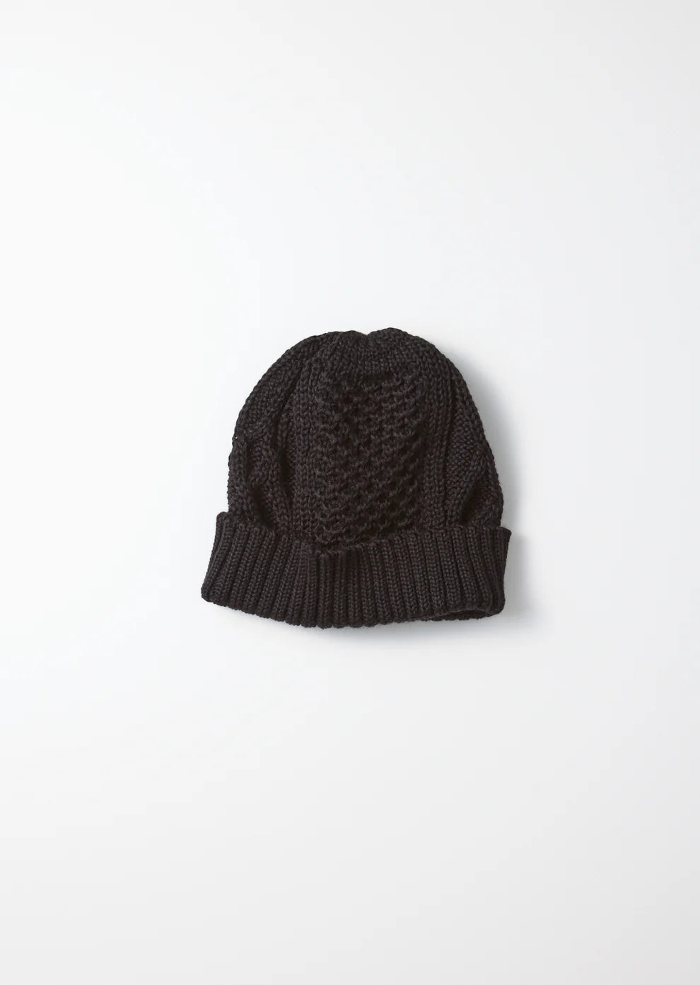 Aran Cable Watch Cap / Black