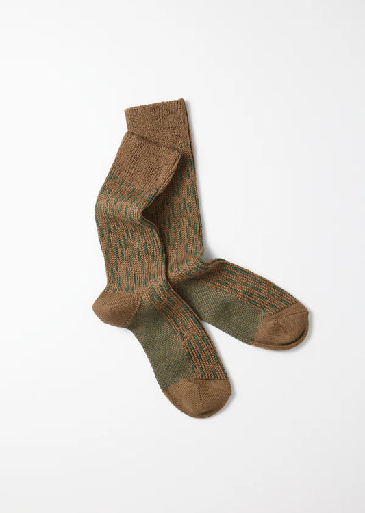 Rain Drop Crew Socks / Olive Drab & Green