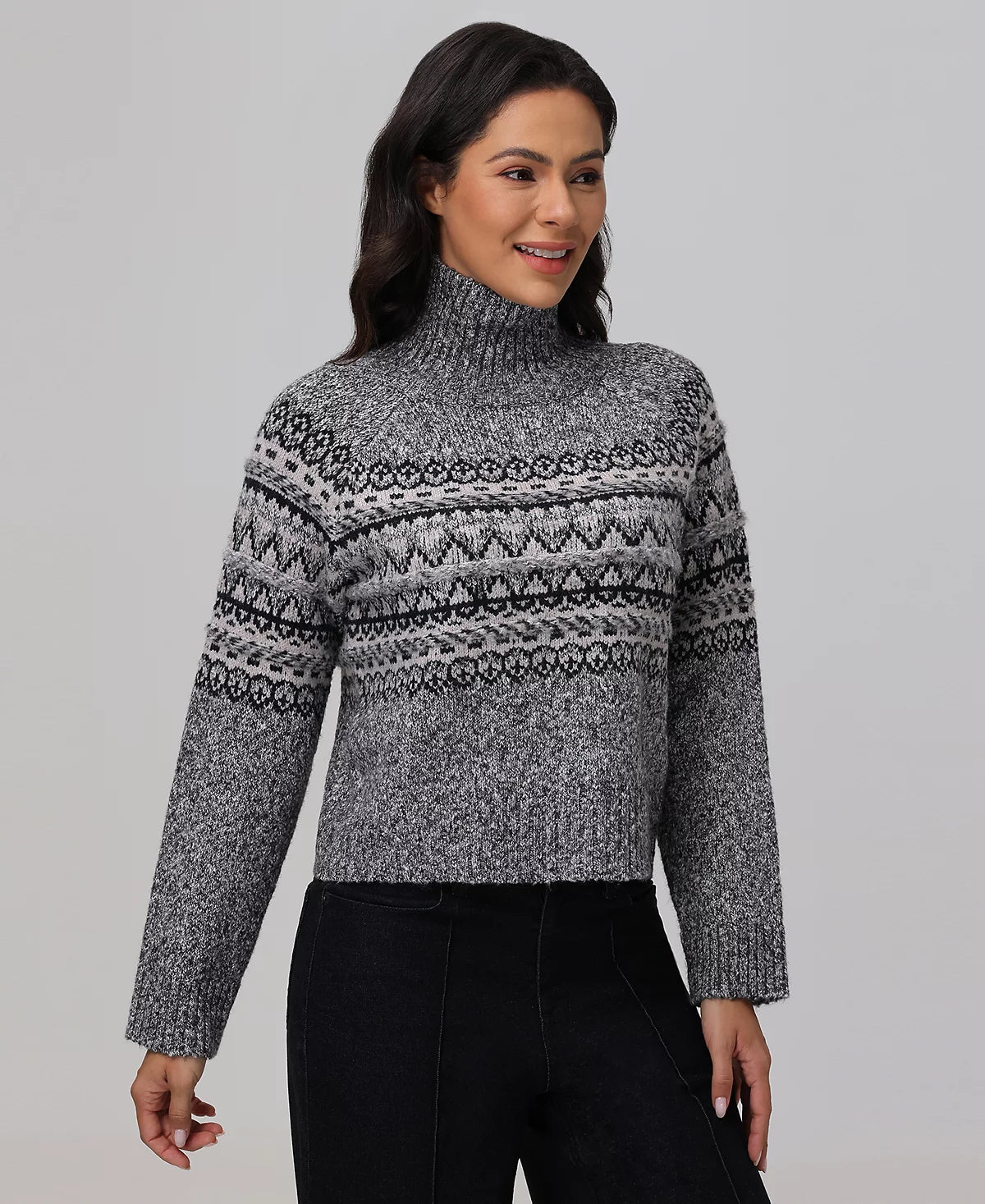 Mock Neck Fairisle Pullover