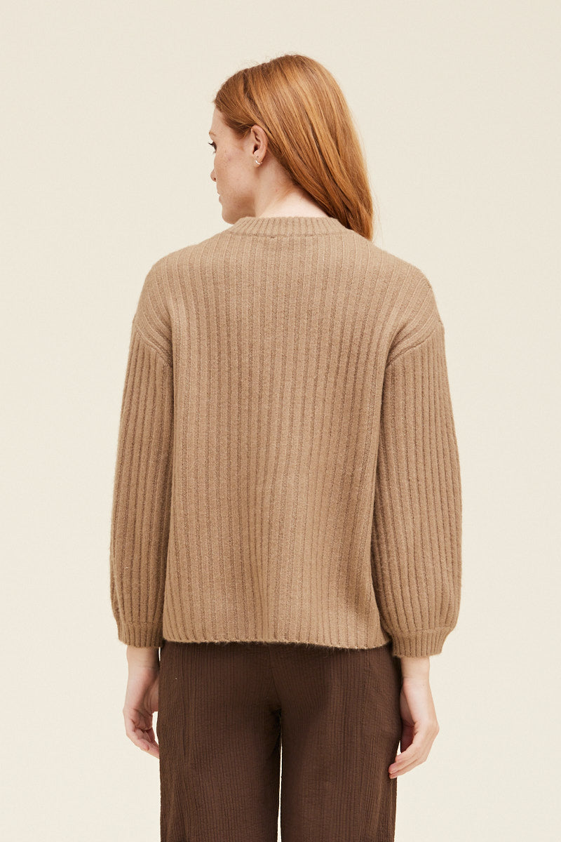 Balloon Ribbed Knit Sweater - Dry Thyme / Small