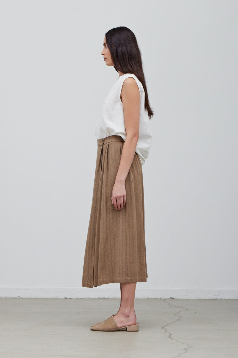 Linen Blend Wrap Skirt