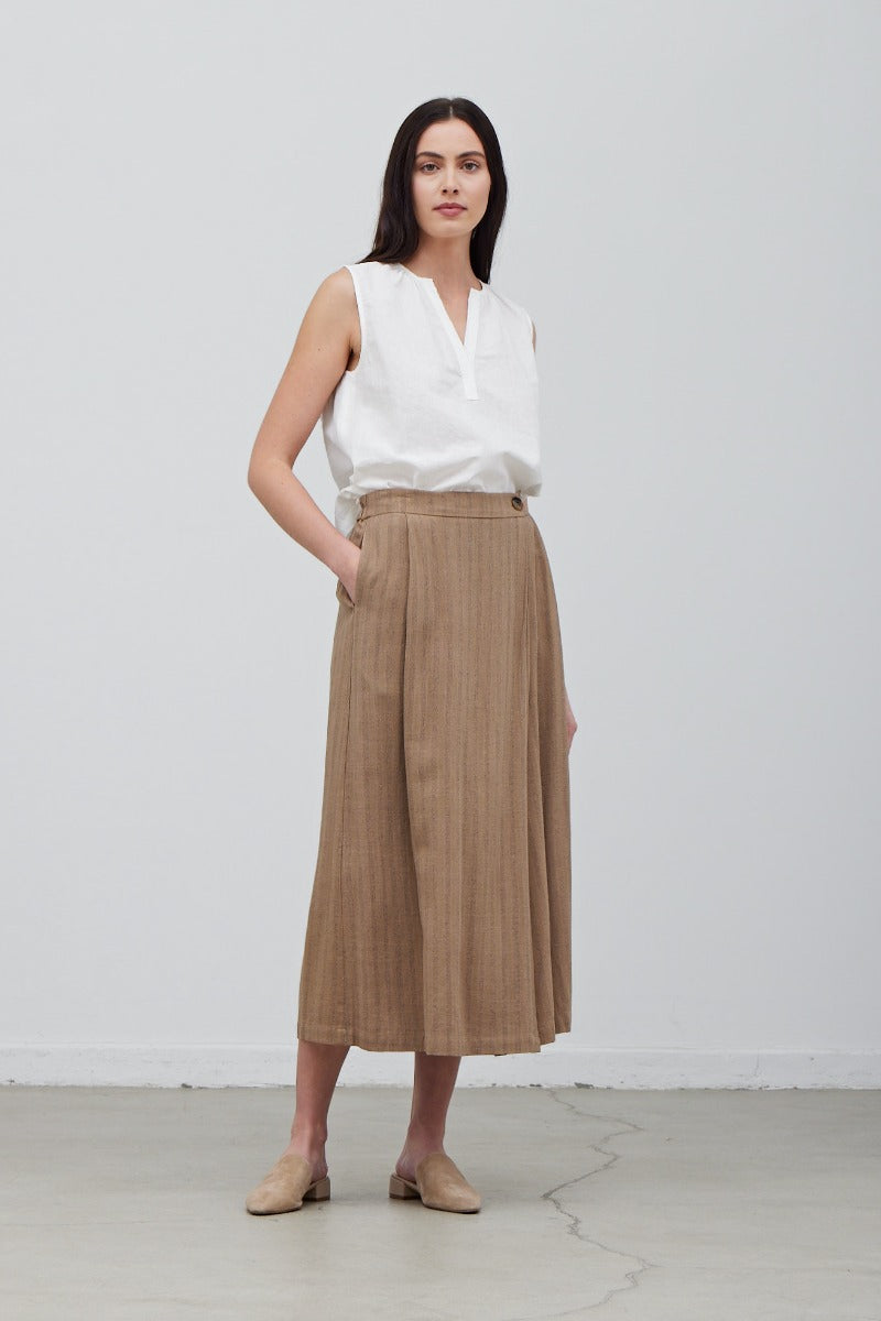 Linen Blend Wrap Skirt