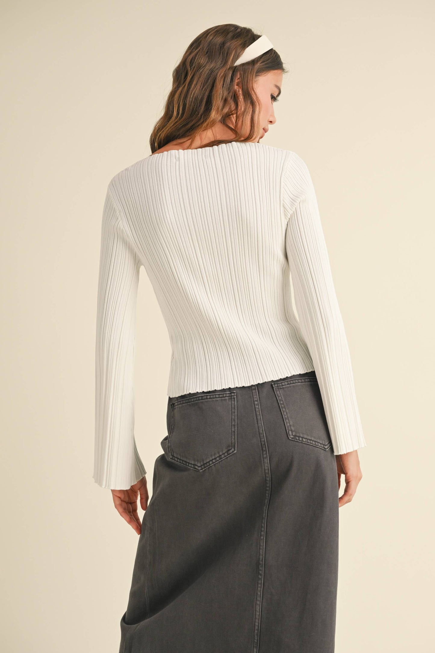 Ribbed Long Sleeve Knitted Top