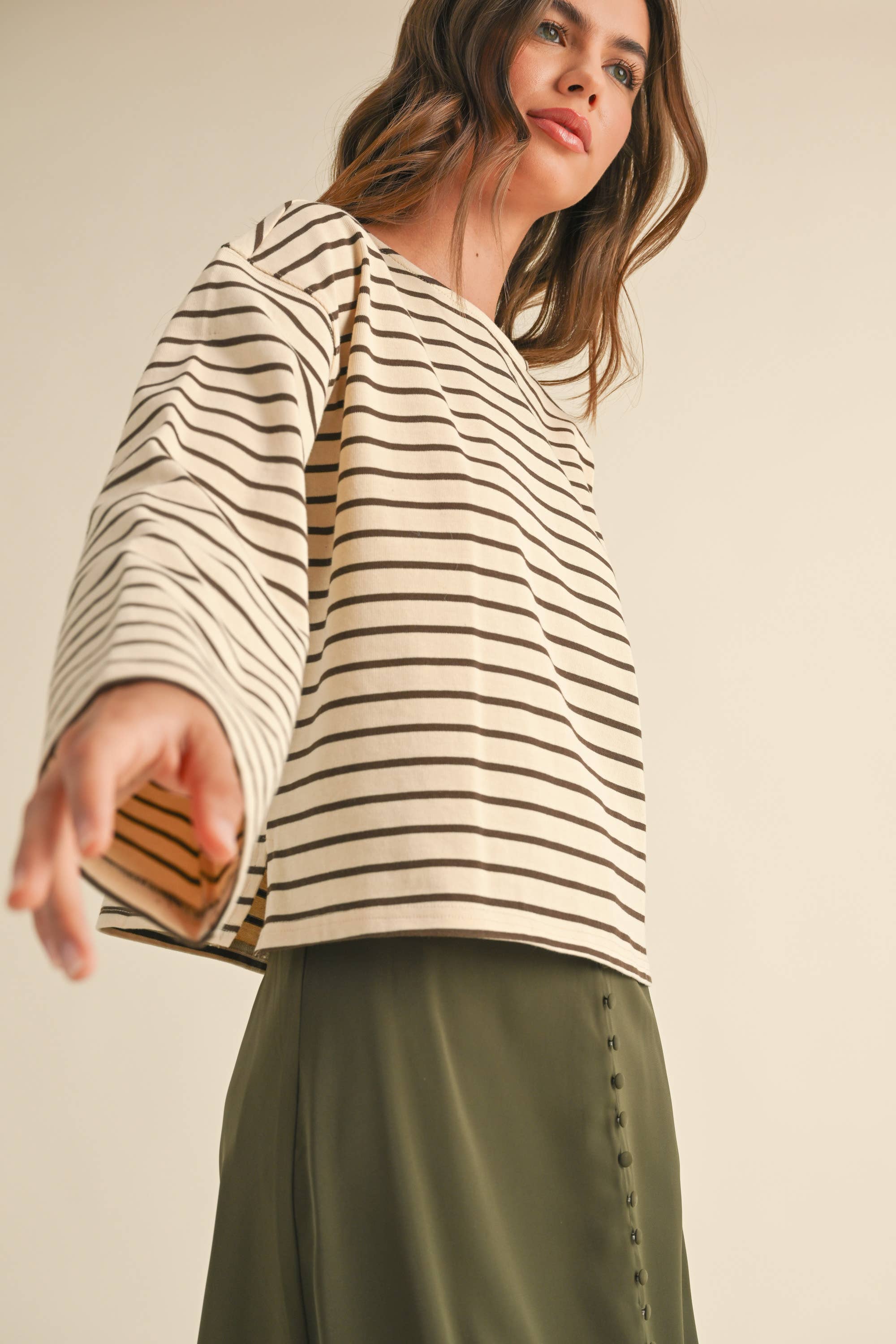 Striped Pattern Long Sleeve Top