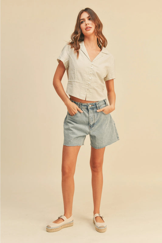 Cotton Button Down Short Top