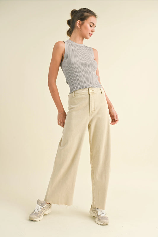 Straight Wide Leg Denim Pant