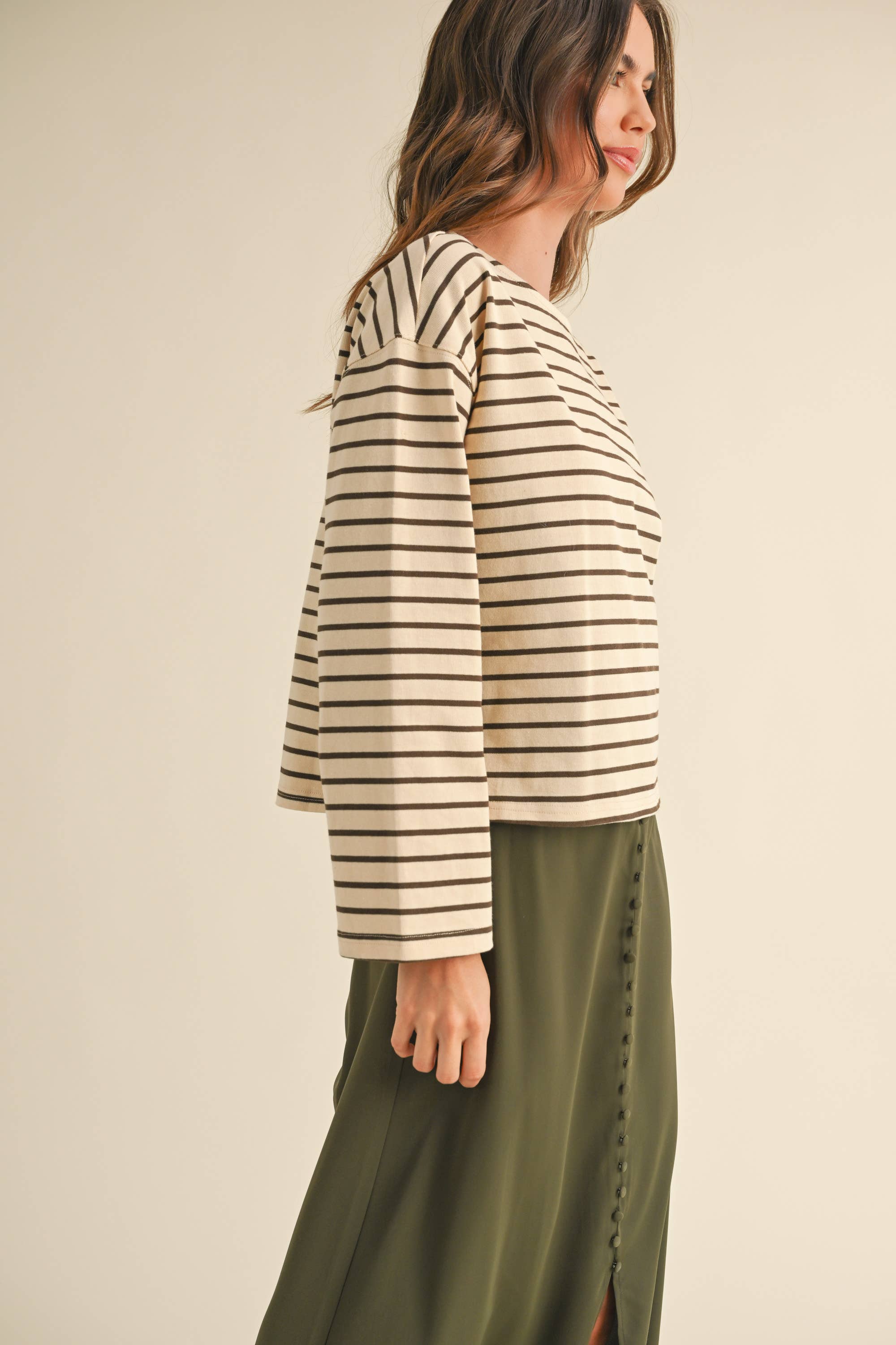 Striped Pattern Long Sleeve Top