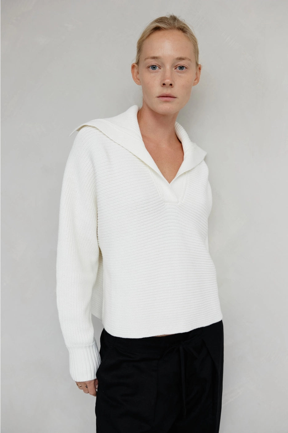 The Brixley Sweater | Ribbed Wide-Collar Sweater