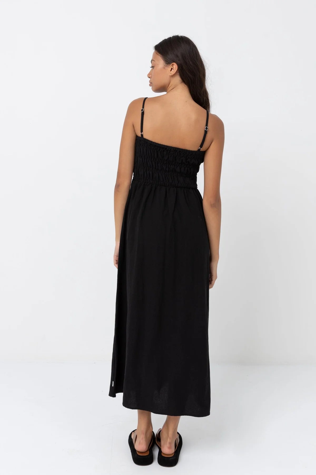 Classic Shirred Midi Dress