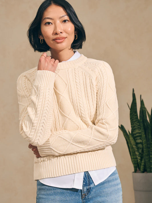 Sunwashed Cable Crew Sweater