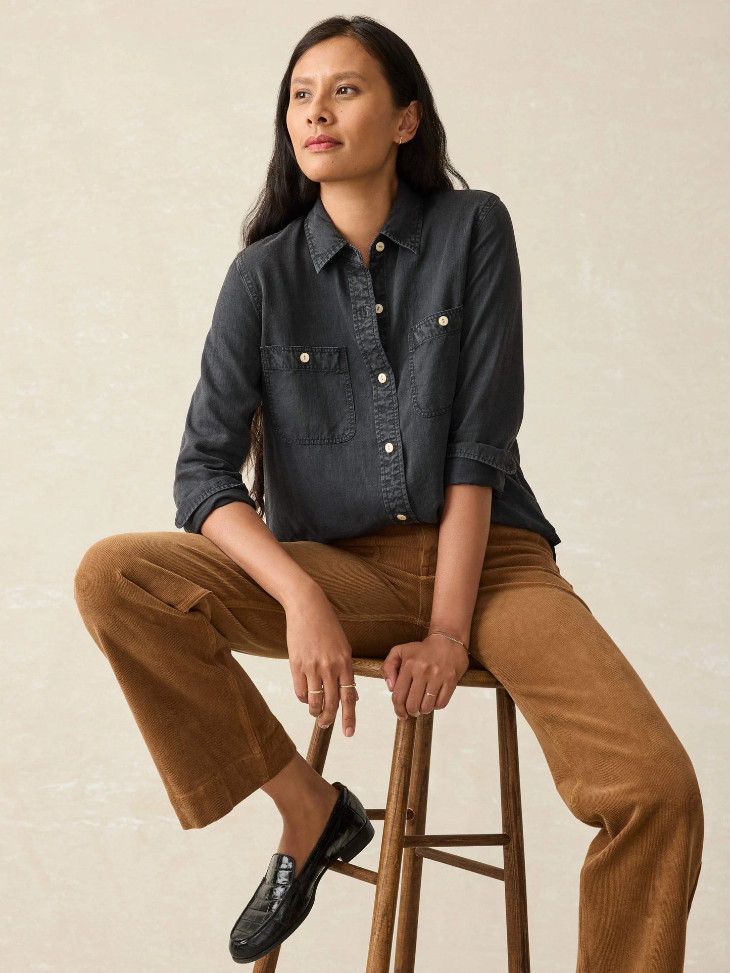 The Tried and True Chambray Shirt - Durango Black