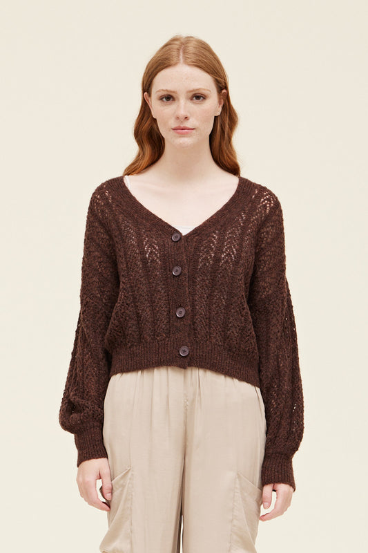 Pointelle Cropped Cardigan