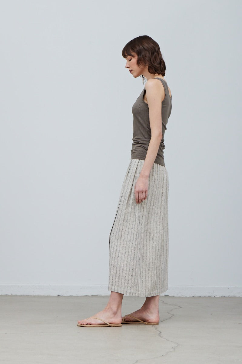 Linen Blend Wrap Skirt