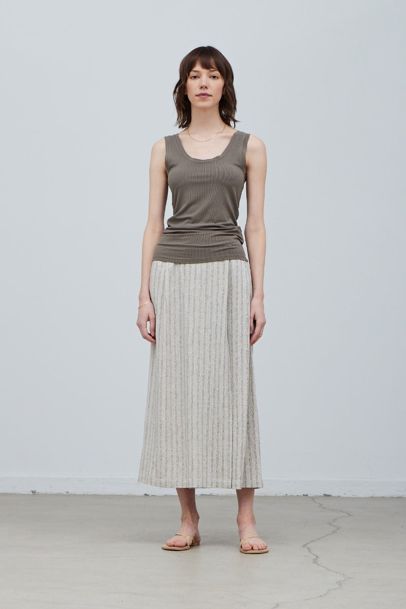 Linen Blend Wrap Skirt