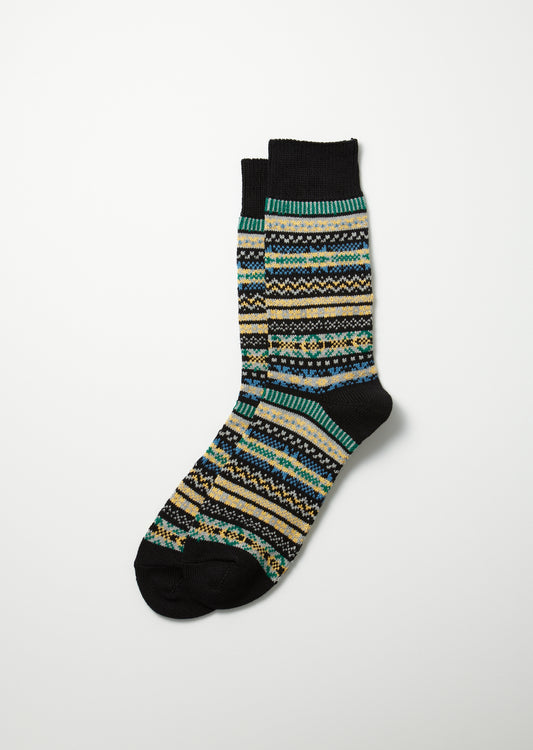 Jacquard Crew Socks Fairisle / Black