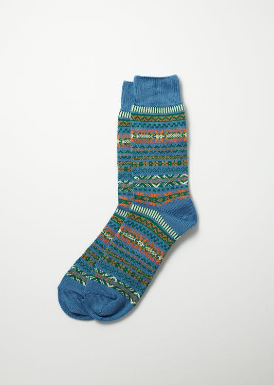 Jacquard Crew Socks Fairisle / Blue