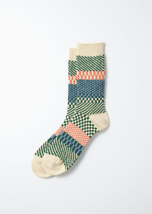 Check & Step Socks / Green