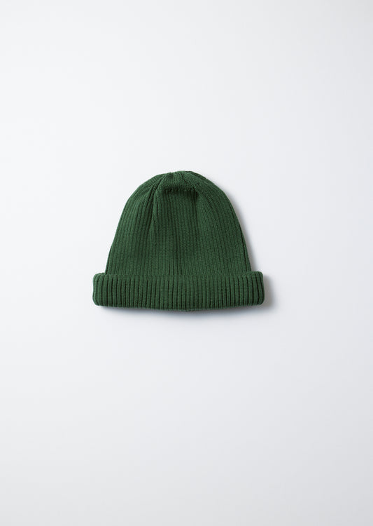 Cotton Roll Up Beanie / Dark Green