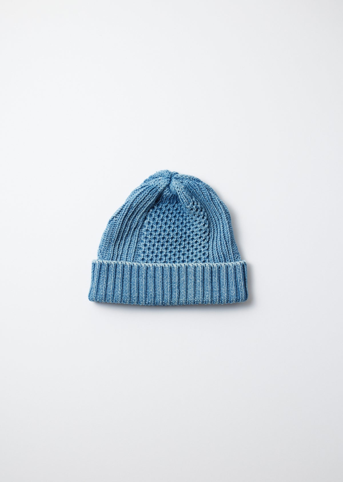 Aran Cable Indigo Watch Cap / Light Denim