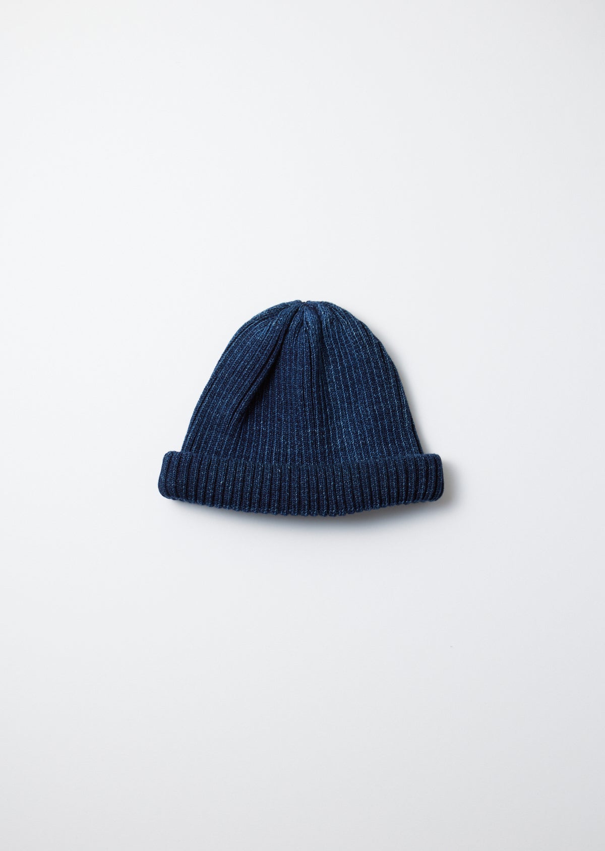 Indigo Cotton Roll Up Beanie / Dark Denim