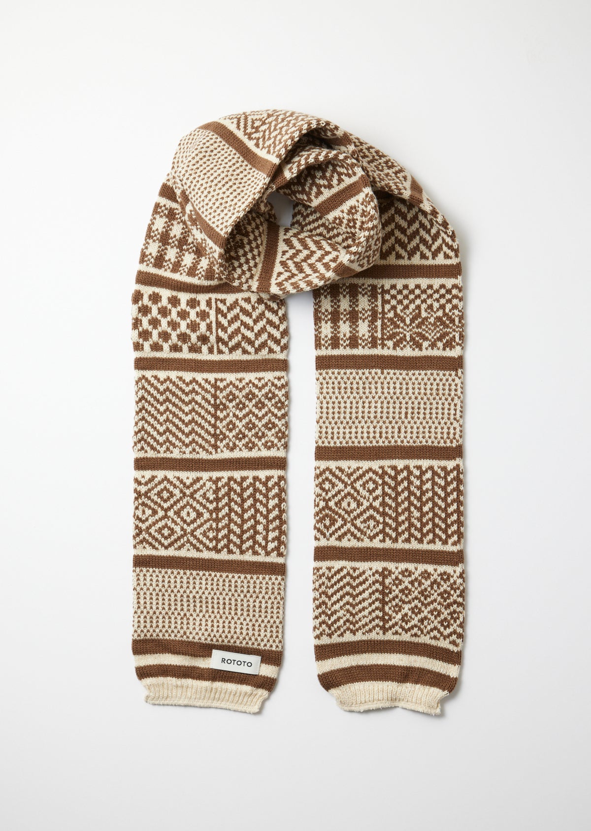 Sockstole Scarf Multi Jacquard / Ivory & Grayish Brown