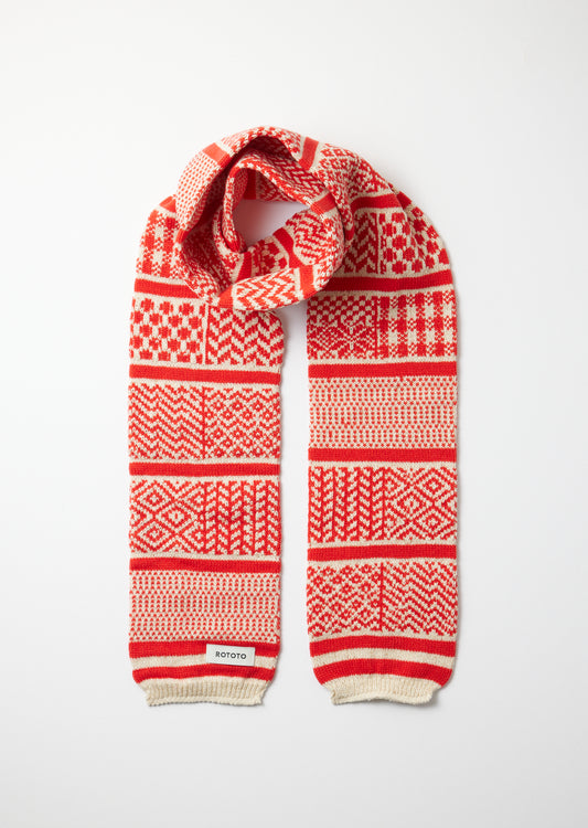 Sockstole Scarf Multi Jacquard / Ivory & M. Red