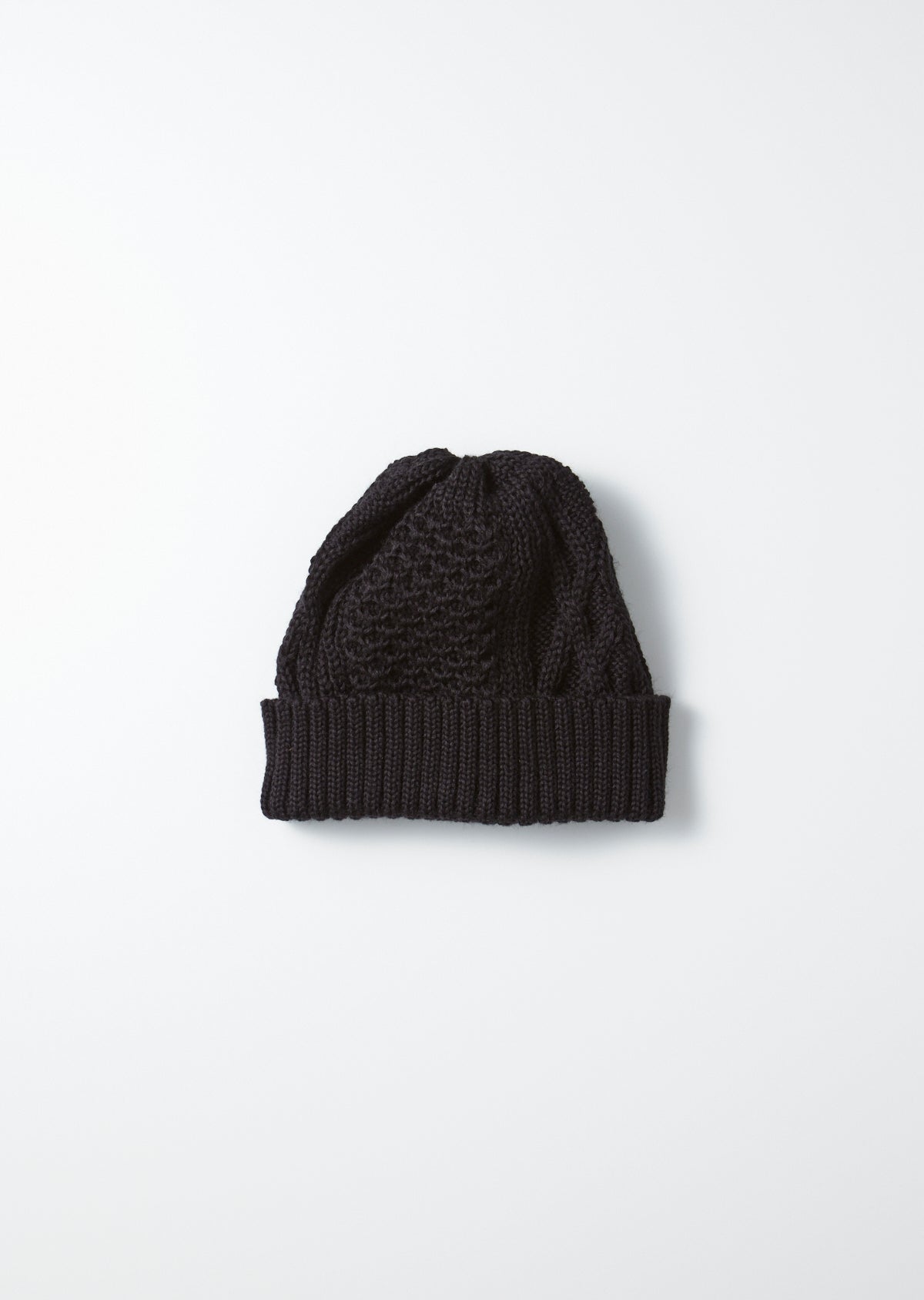 Aran Cable Watch Cap / Black