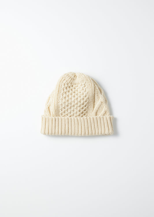 Aran Cable Watch Cap / Ivory