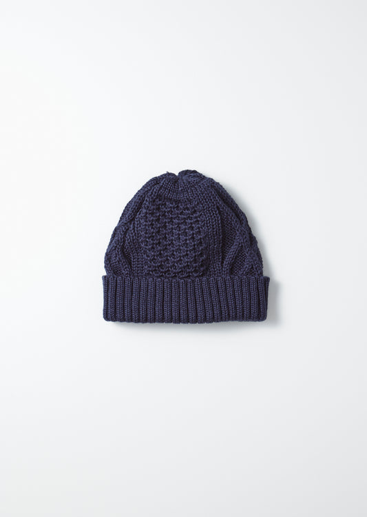 Aran Cable Watch Cap / Navy