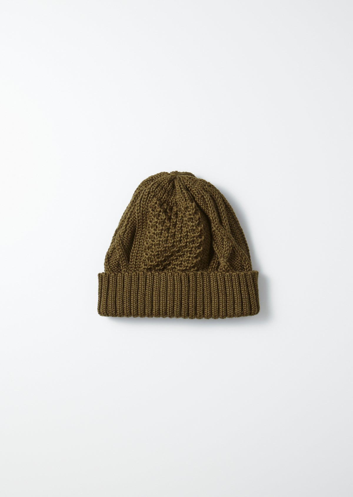 Aran Cable Watch Cap / Olive