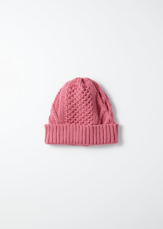 Aran Cable Watch Cap / Pink