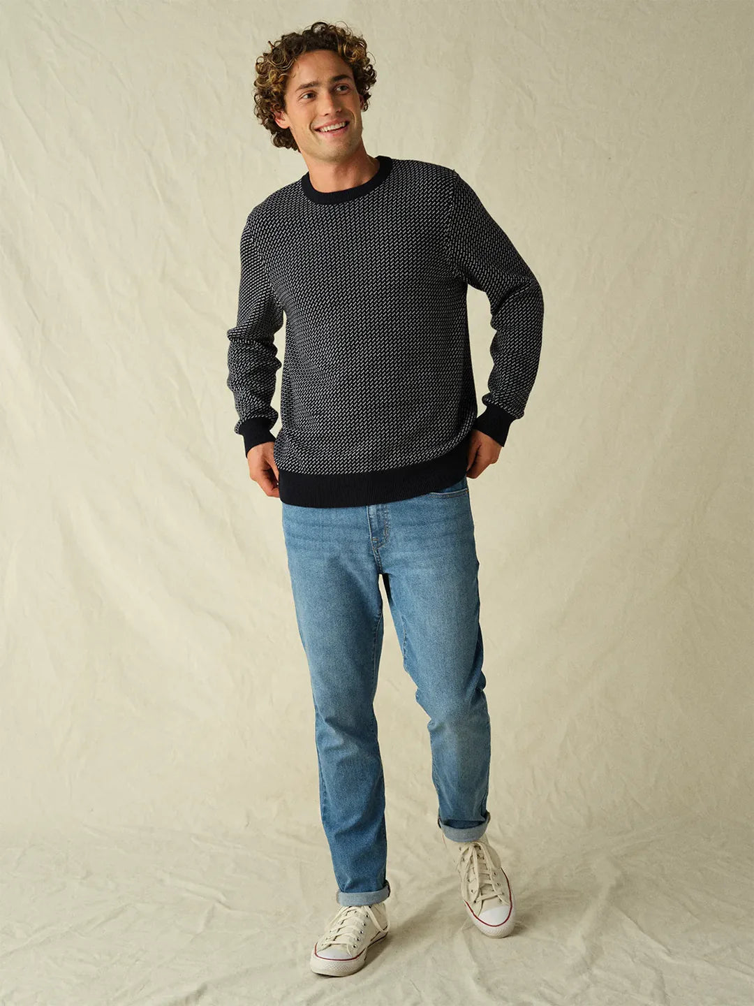 Tidal Sweater - Navy Nautical Birdseye