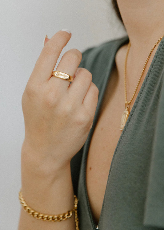 Stamped Daisy Ring