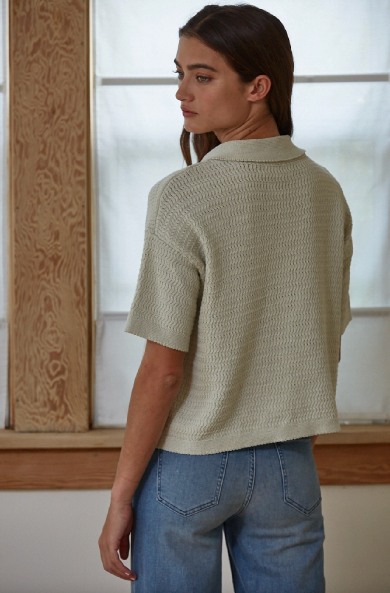 Knit Button-Down Top