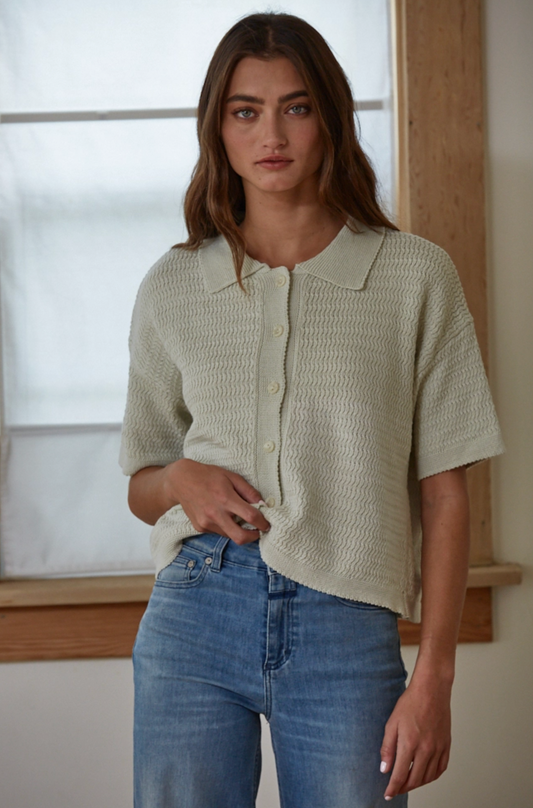 Knit Button-Down Top