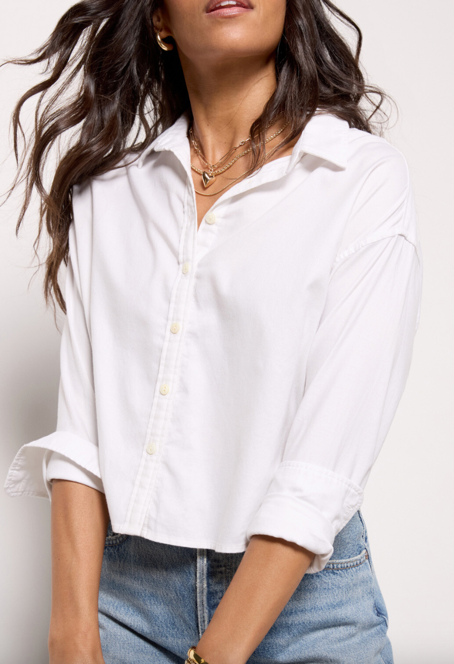 Stretch Oxford Cropped Shirt