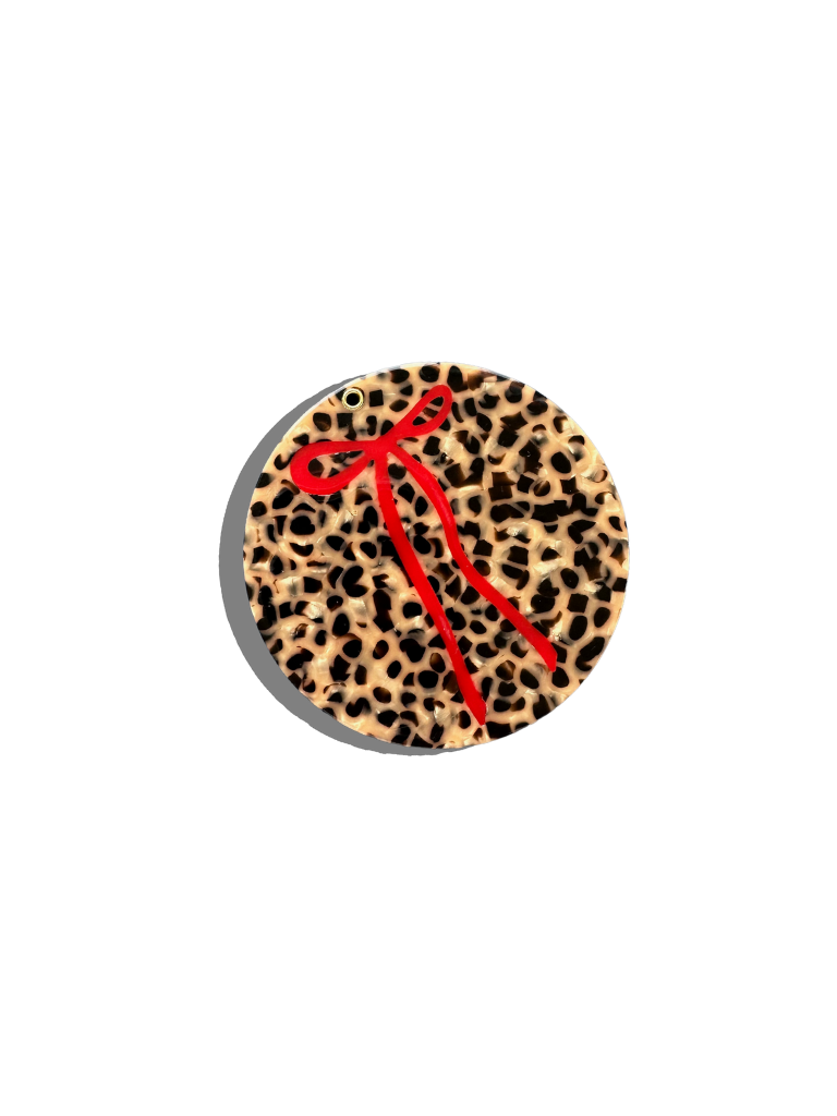 Hand-painted Leopard Bow Compact Mirror | Eco-Friendly