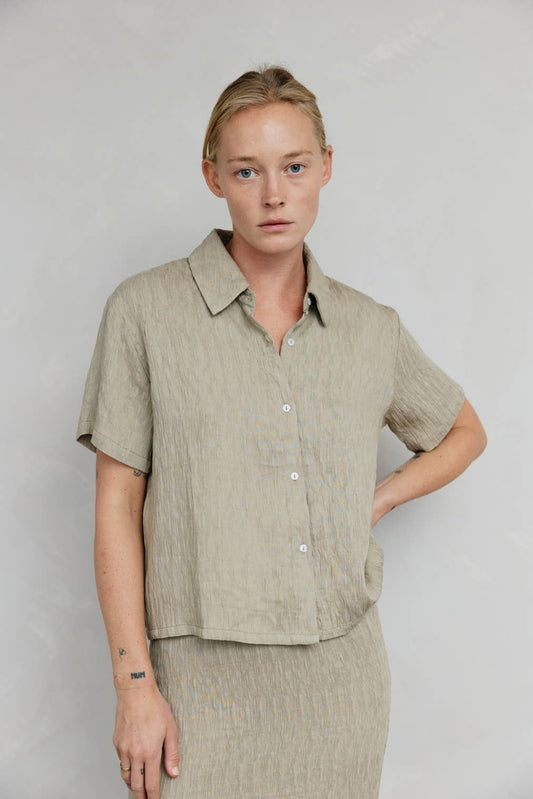 The Miranda Top | Textured Button-Down Top